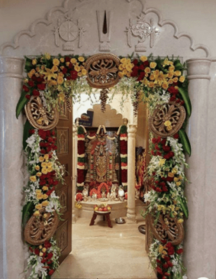 Flowers in puja room