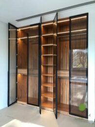 glassy wood wardrobe