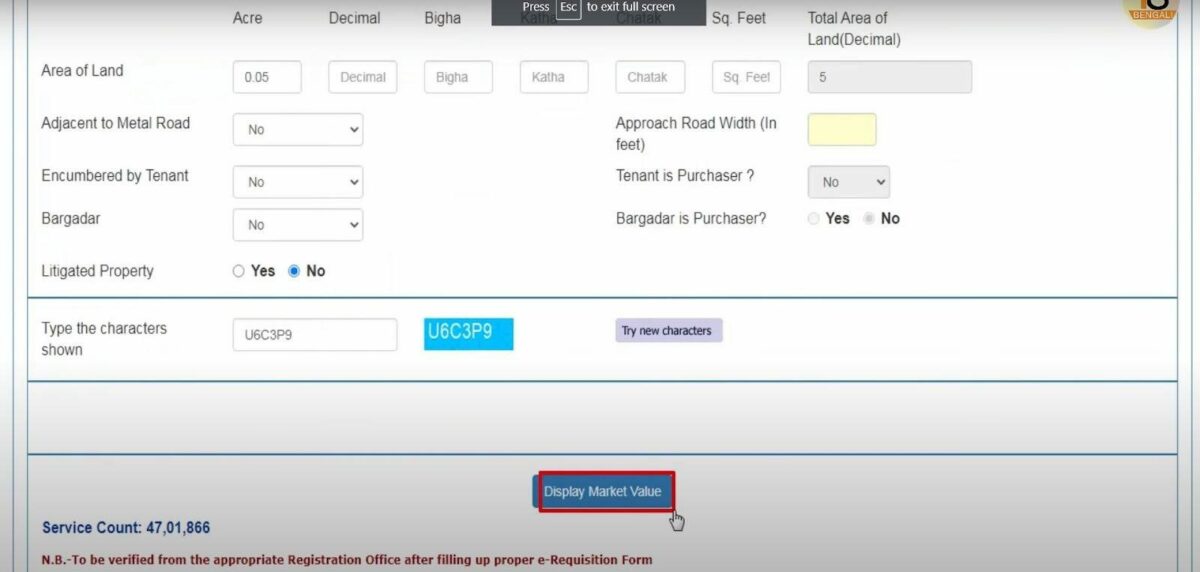 Market Valuation of Land in West Bengal In 2023
