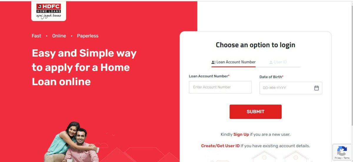 HDFC home loan customer login process