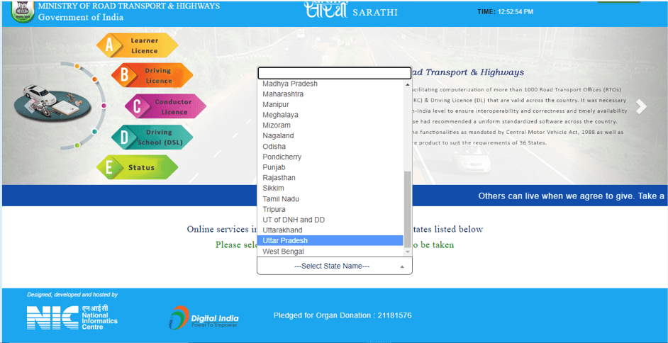 UP Parivahan: Apply for a driving licence online