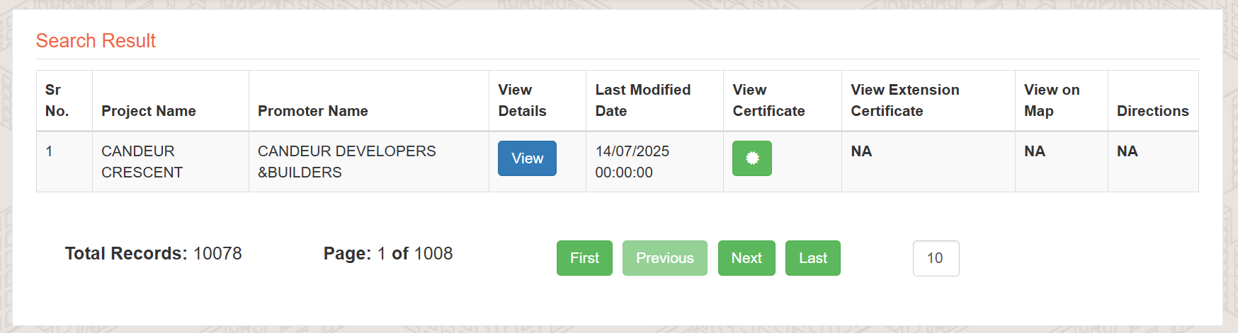 The relevant project details will be displayed on the screen. 