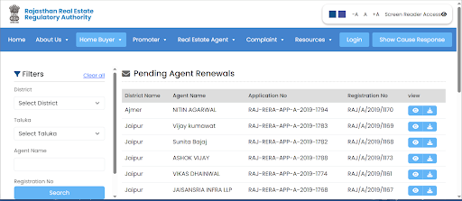 How to search projects and file complaints on RERA Rajasthan?
