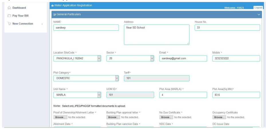 HSVP water bill application