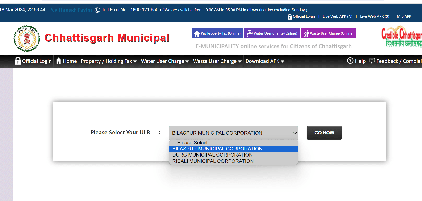 How to pay property tax online in Bilaspur, Chhattisgarh?