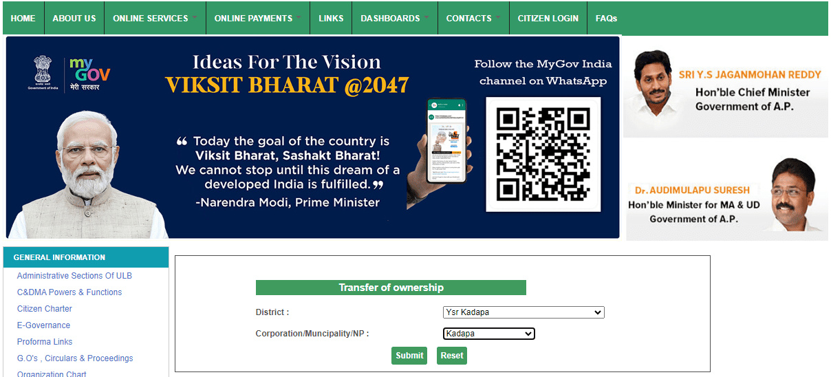 How to pay property tax in Kadapa?