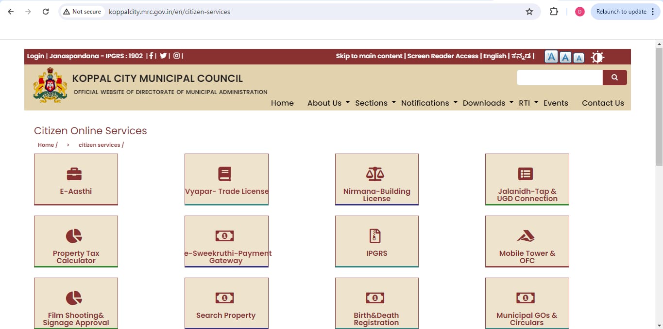 How to pay Koppal property tax?