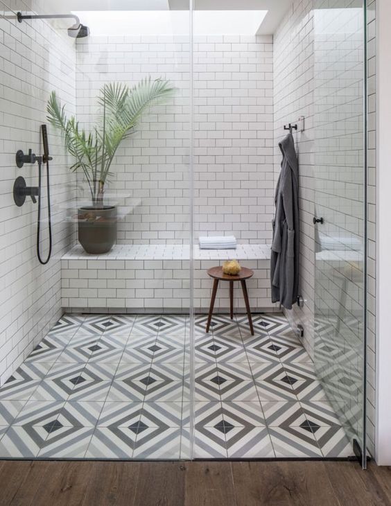 geomtric shower tiles