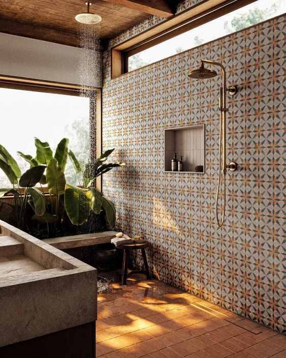 patterned shower tiles