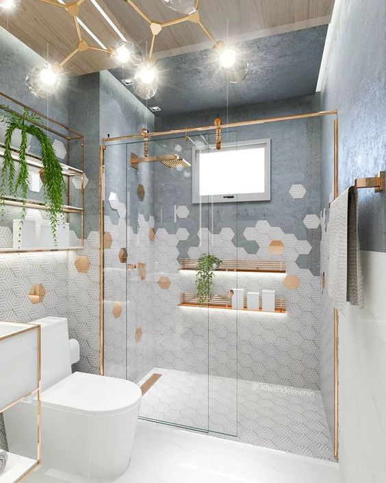 hexagonal shower tiles