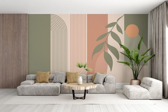 geometric biophilic wallpaper